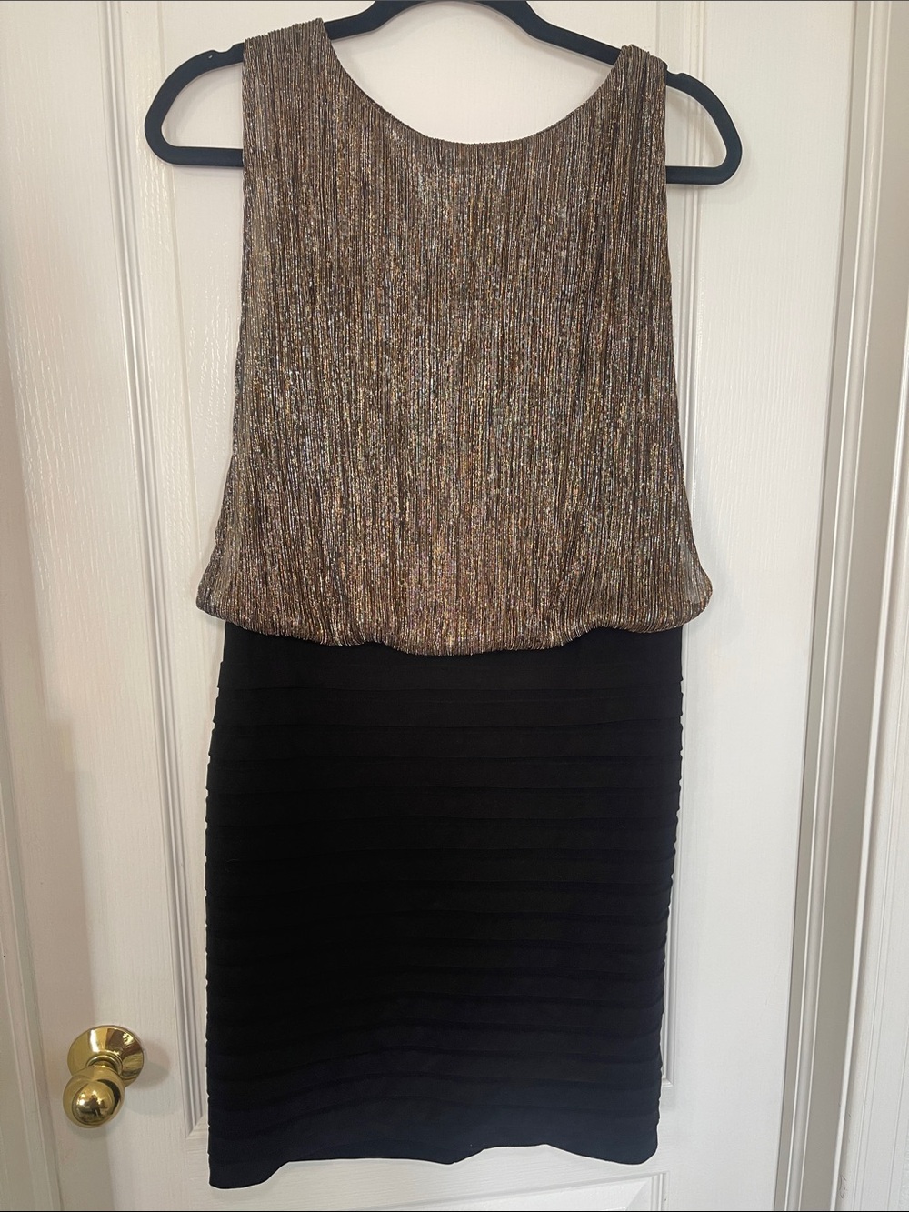 Scarlett Metallic Gold and Black Midi Dress